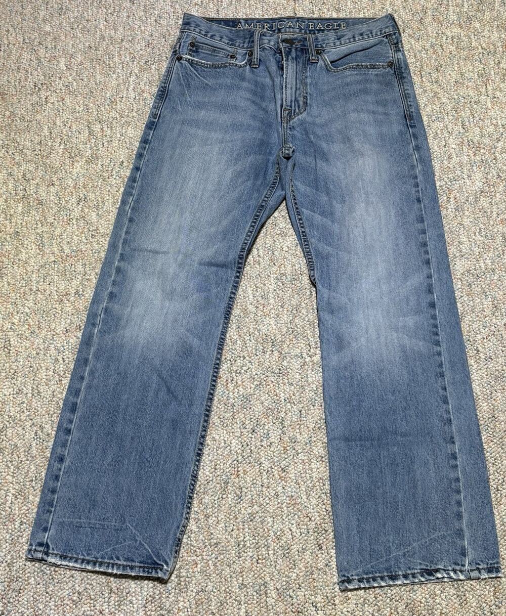 American Eagle Relaxed Jeans Mens 28x28 Light Wash Blue Denim Straight Casual